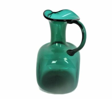 Vintage Jar Pitcher Art Glass Italian Retro Green