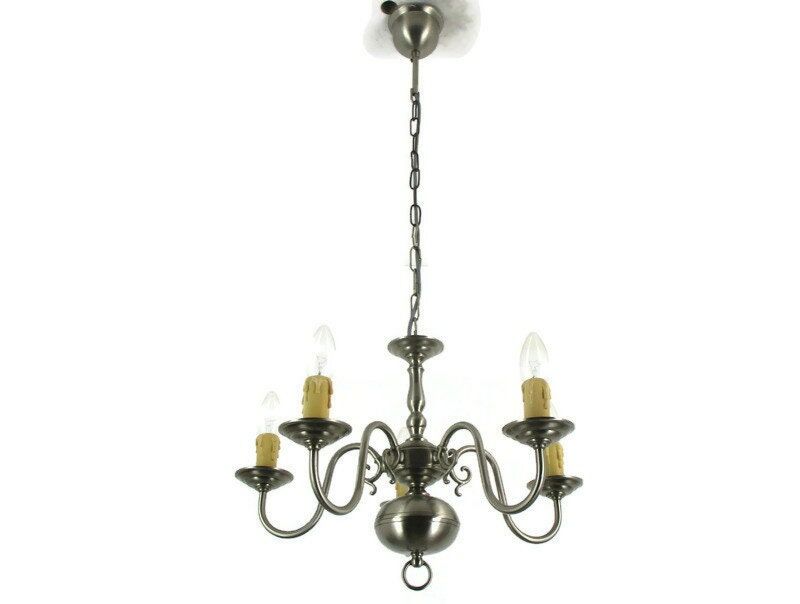 Vintage Chandelier 5 Lights Brass Pewter Look Flemish Dutch Style MId  Century - Collectors in the House