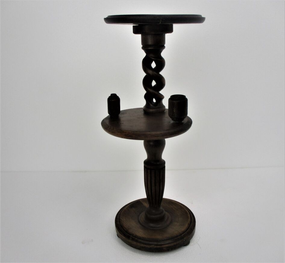 Ornate Carved wood 2 Tier Open Barley Twist Pedestal store Table Plant Stand Smokers Table 25.19