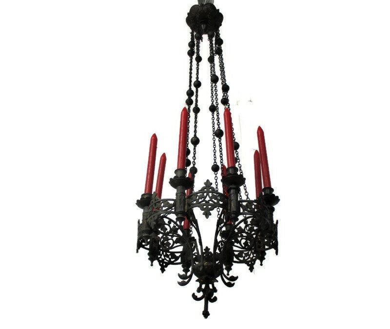 Gothic Castle Chandelier with Candles Bronze & Brass Not Electrified ...