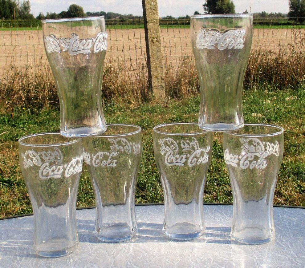 Coca Cola Glass Collectors Set with Vintage Glasses, Coasters, and