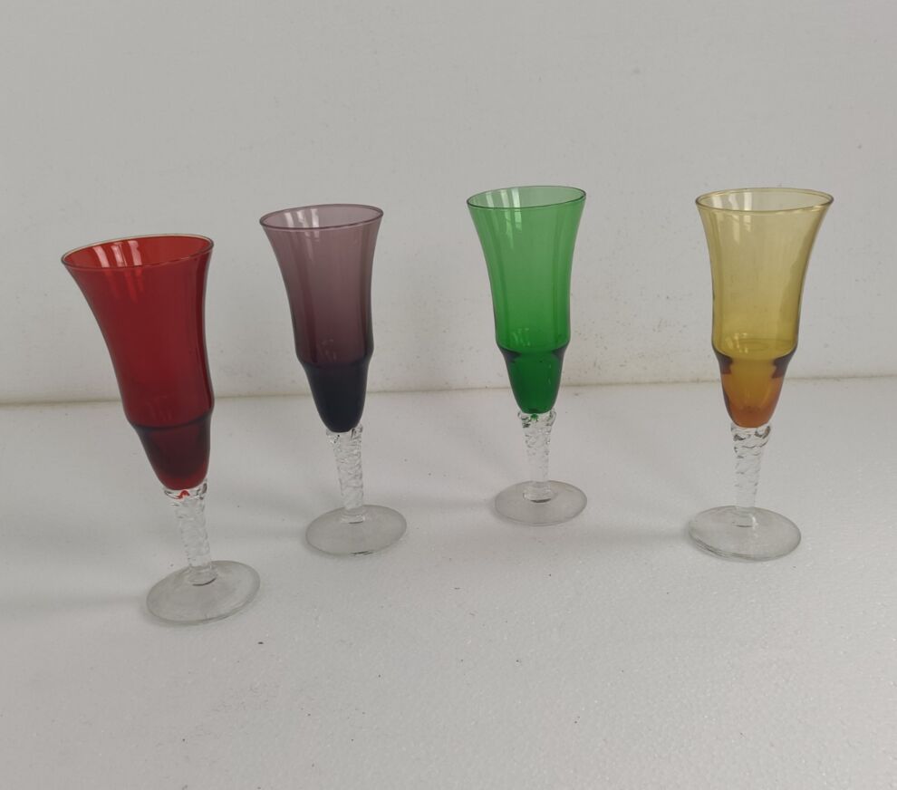 Vintage Twist Stem Crystal Hock Wine Glasses or Cocktail Glasses