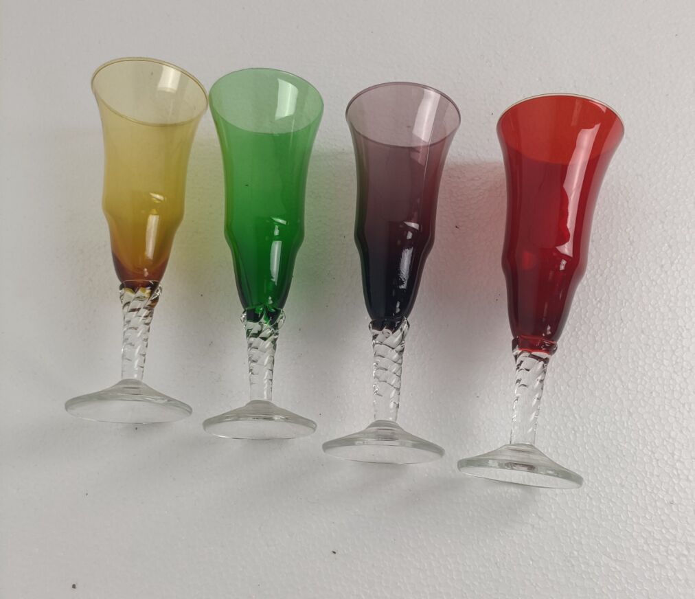 Vintage Twist Stem Crystal Hock Wine Glasses or Cocktail Glasses