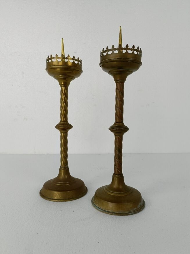 Pair Antique Candle Holders Candle sticks Church Chapel Altar