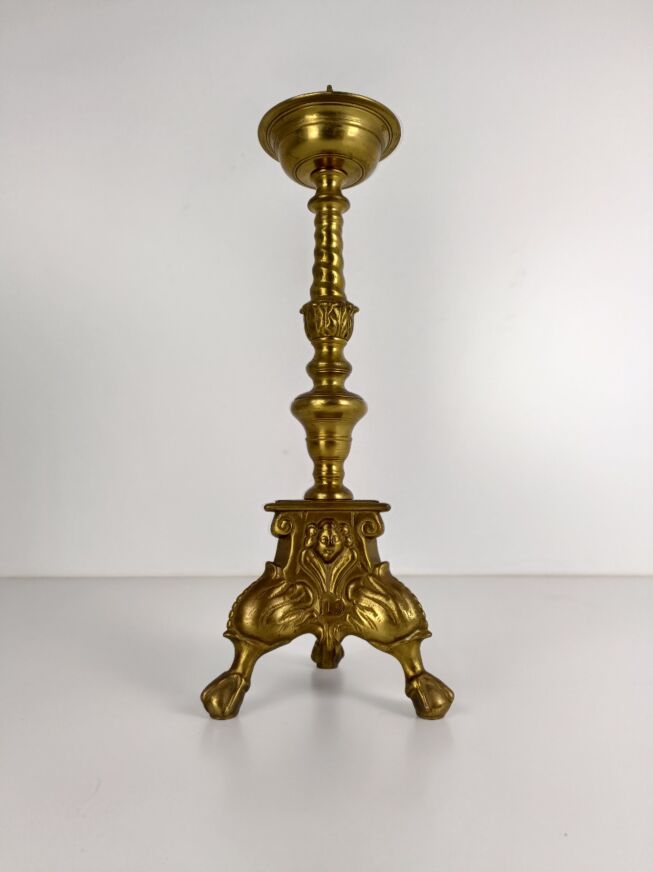 Large Antique Candle Holder Candlestick Church Altar Twisted Stem Monastery  Brass Cherub Angels - Collectors in the House