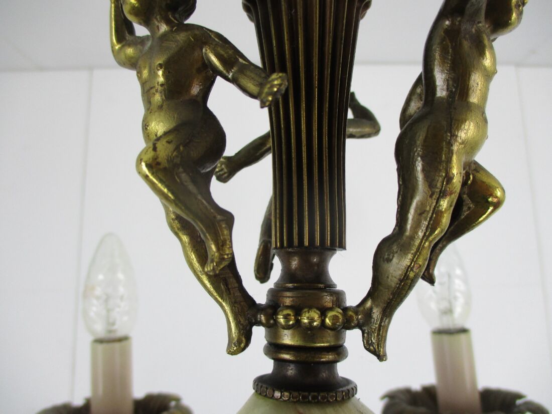 Vintage Brass Cherub Hollywood Regency Table Lamps