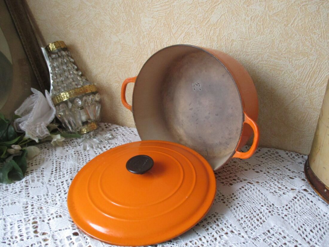 Vintage Le Creuset France Orange Large Dutch Oven Casserole French  Authentic - Collectors in the House