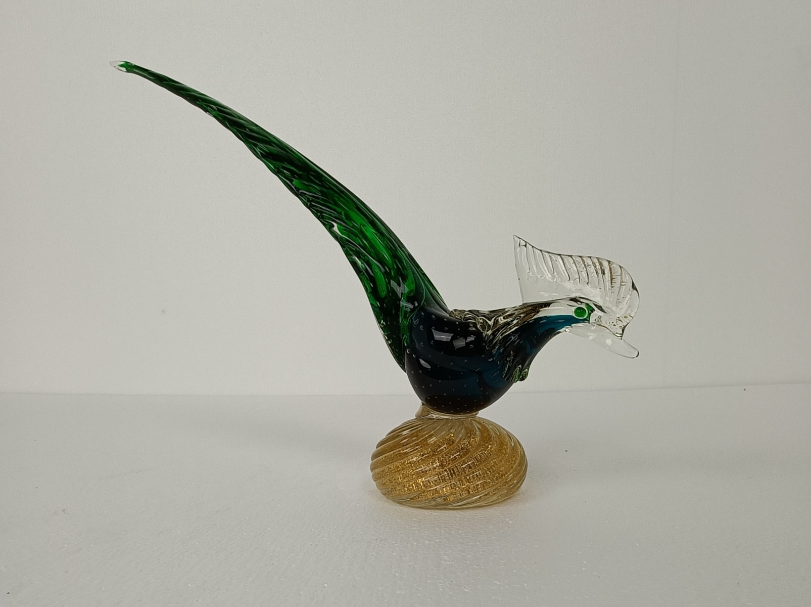 Murano gold outlet fleck Glass Archimede Seguso Rooster or Pheasant Bird Figurine