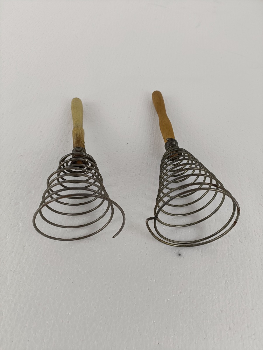 Antique Wire Whisk Egg Beater Coil Head with Wood Handle – Ma and