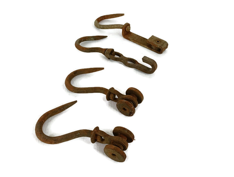 Industrial Ceiling Clevis Eye Wall Hook Heavy Duty Cast Iron Antique Brown  Look 
