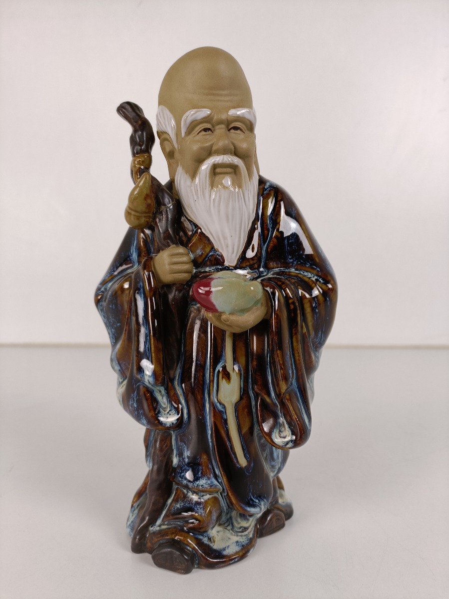 Wanjiang Chinese Mudmen Vintage Shiwan Mud Men Figurine Statue Glazed  Pottery Marked